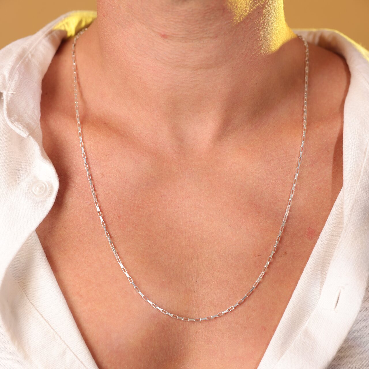 Colar Luza Masculino Longuinho Cartier em Prata 925