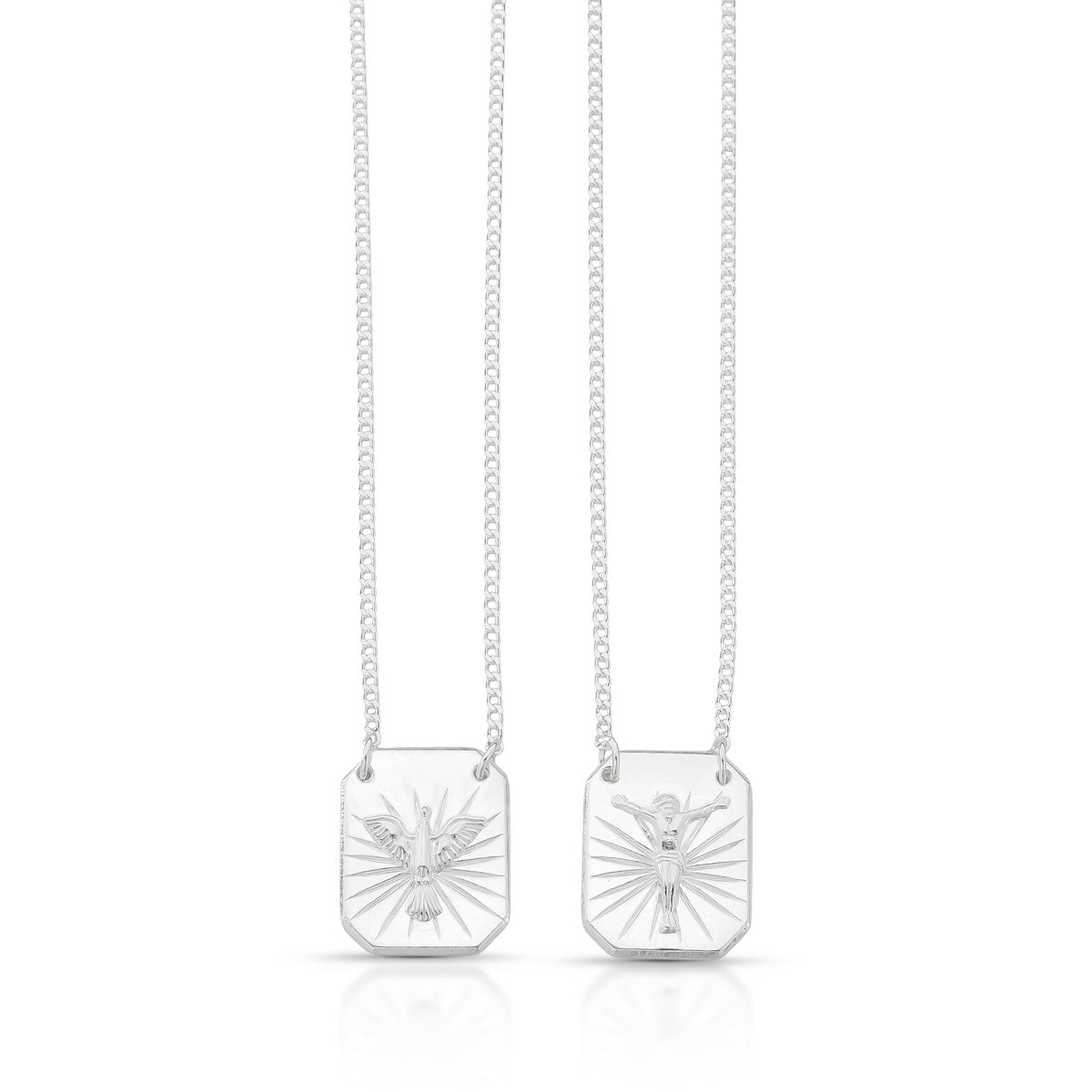 Escapulário Luza Jesus Crucificado e Espírito Santo em Prata 925