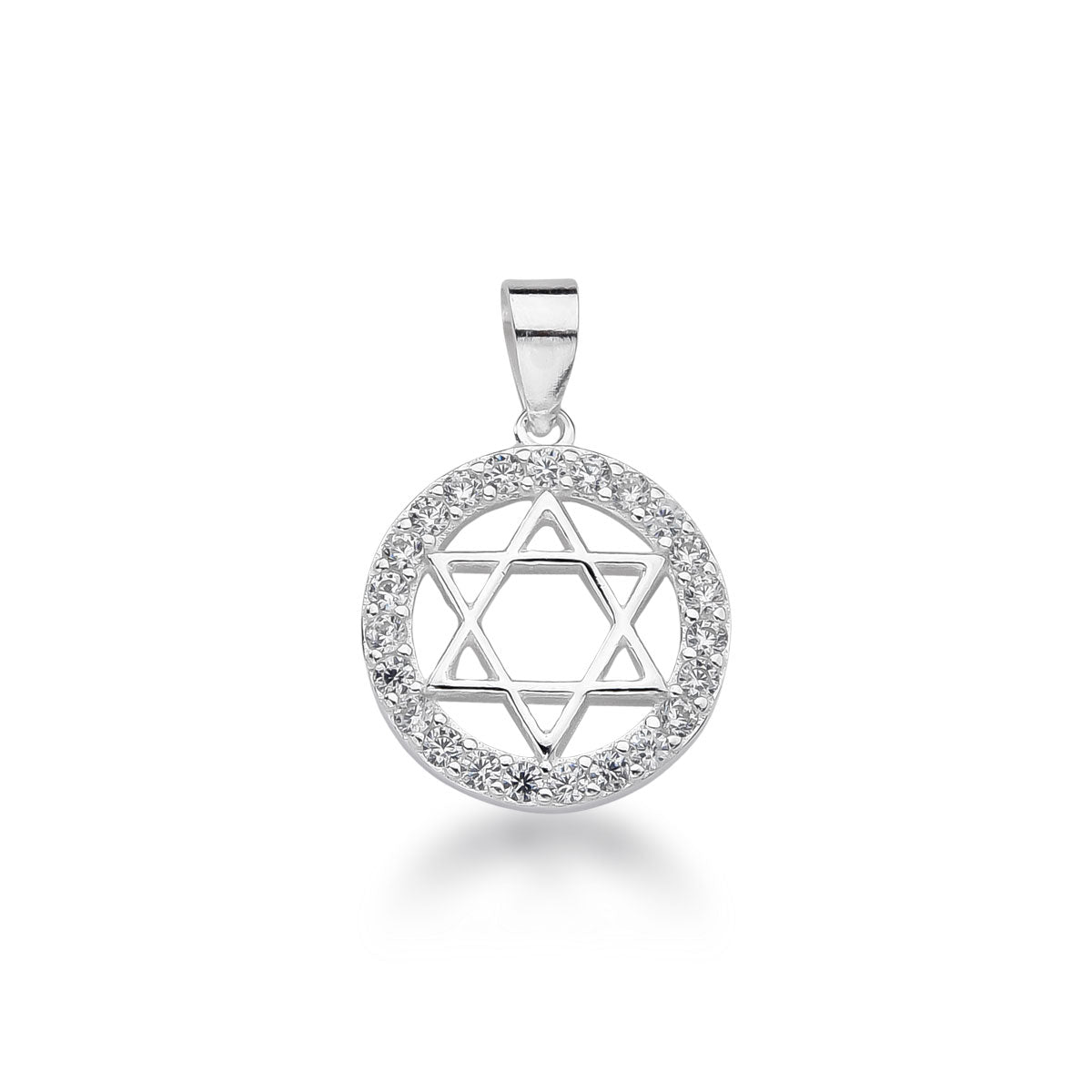 Pingente Estrela de Davi com Detalhes de Zircônia em Prata 925