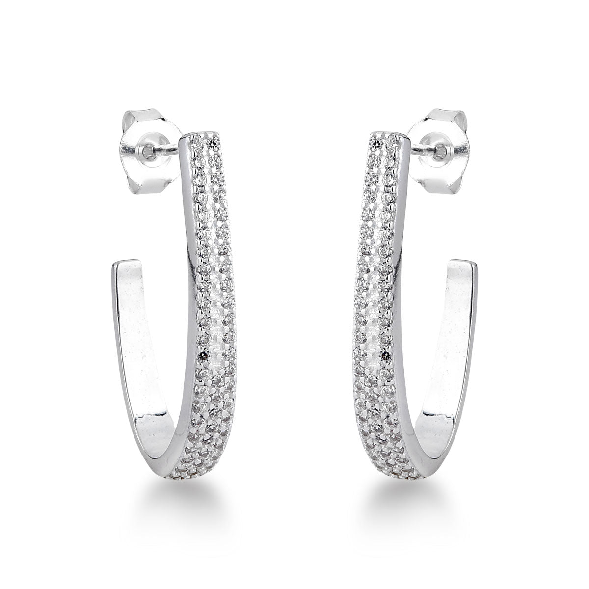 Brinco Argola Luza J com Zircônias em Prata 925