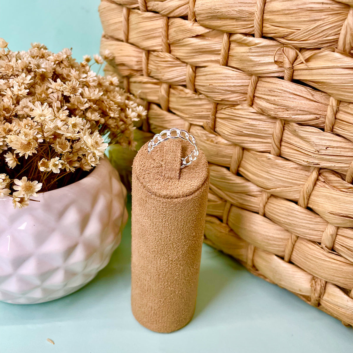 Anel Luza Correntaria em Prata 925