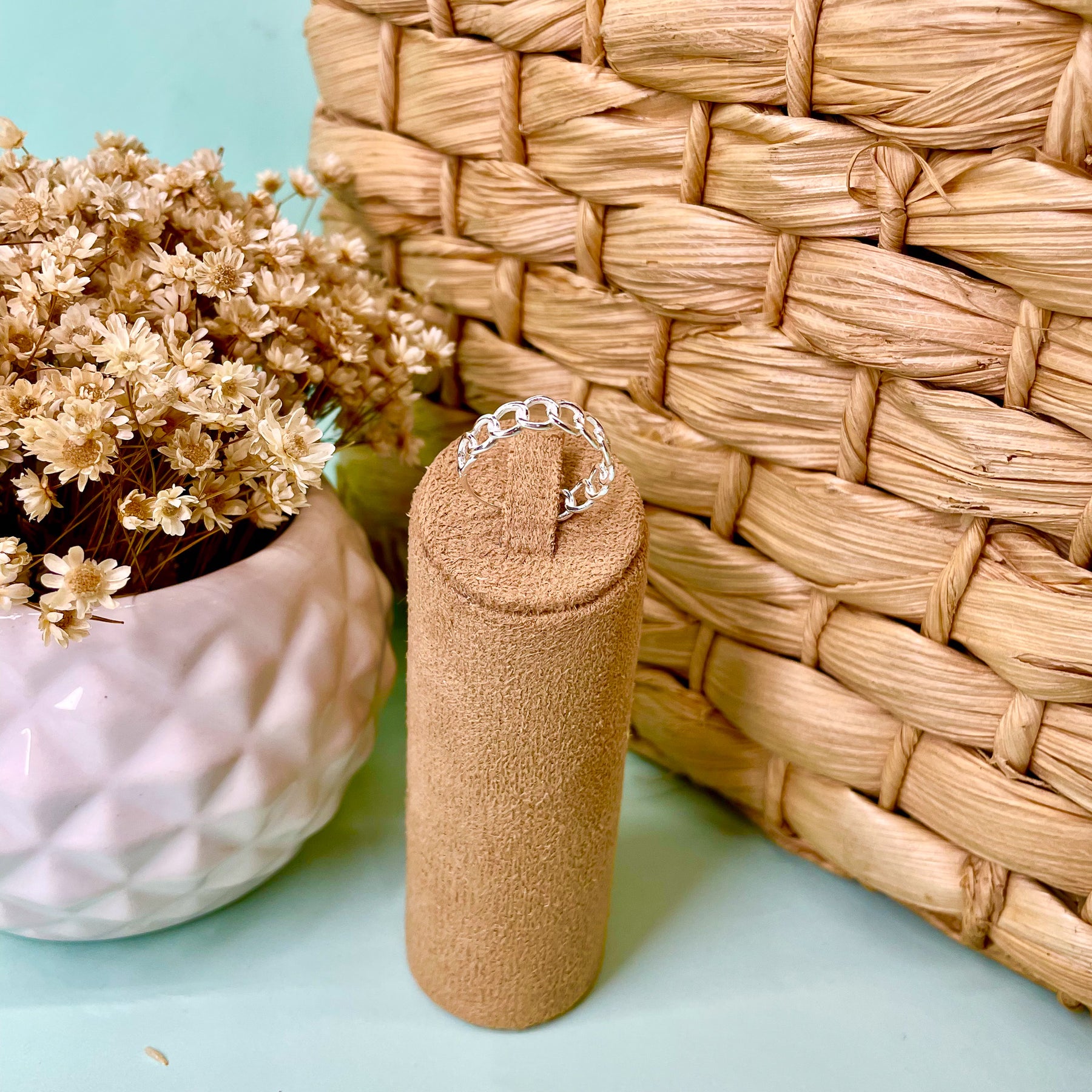 Anel Luza Correntaria em Prata 925