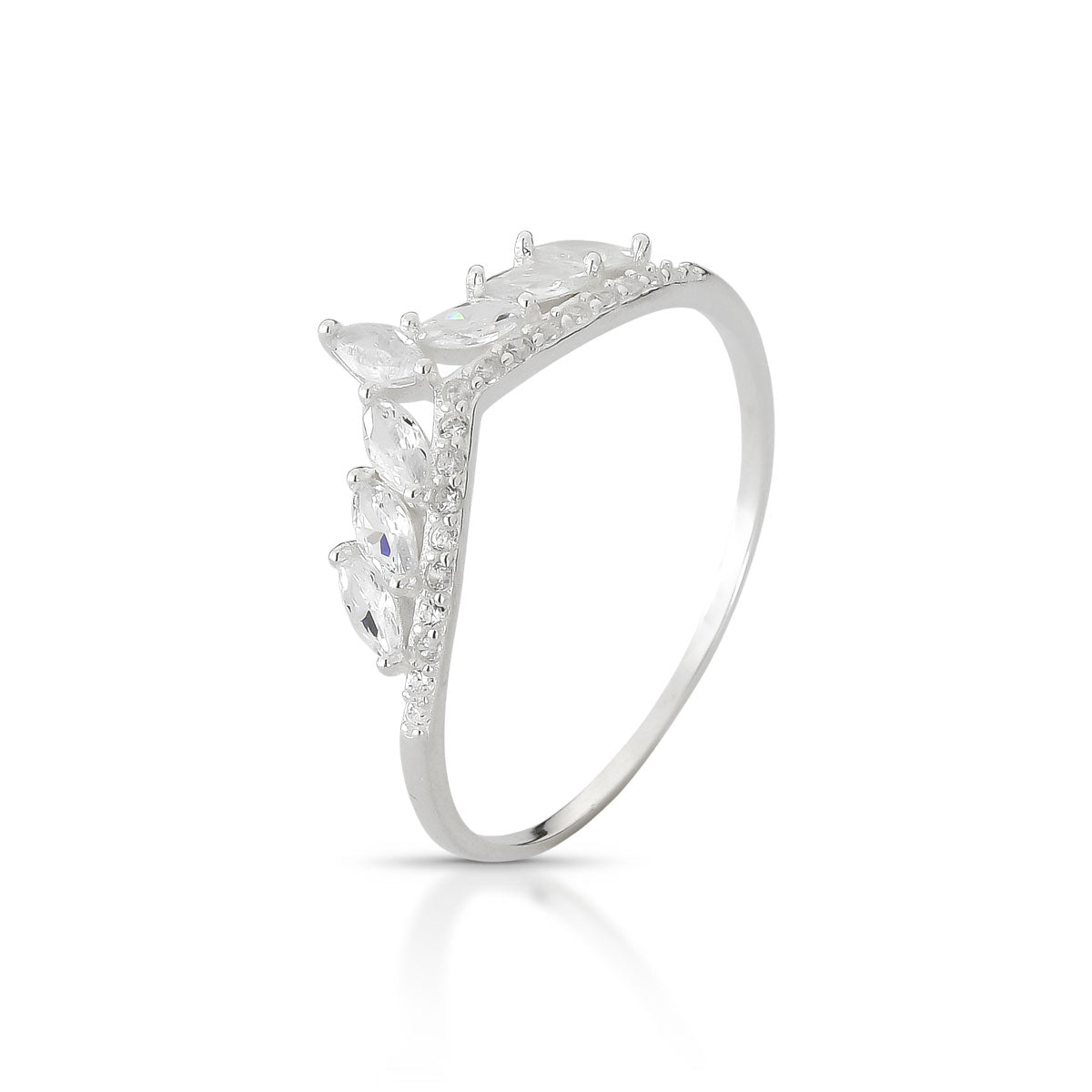 Anel Luza Tiara de Navete em Prata 925