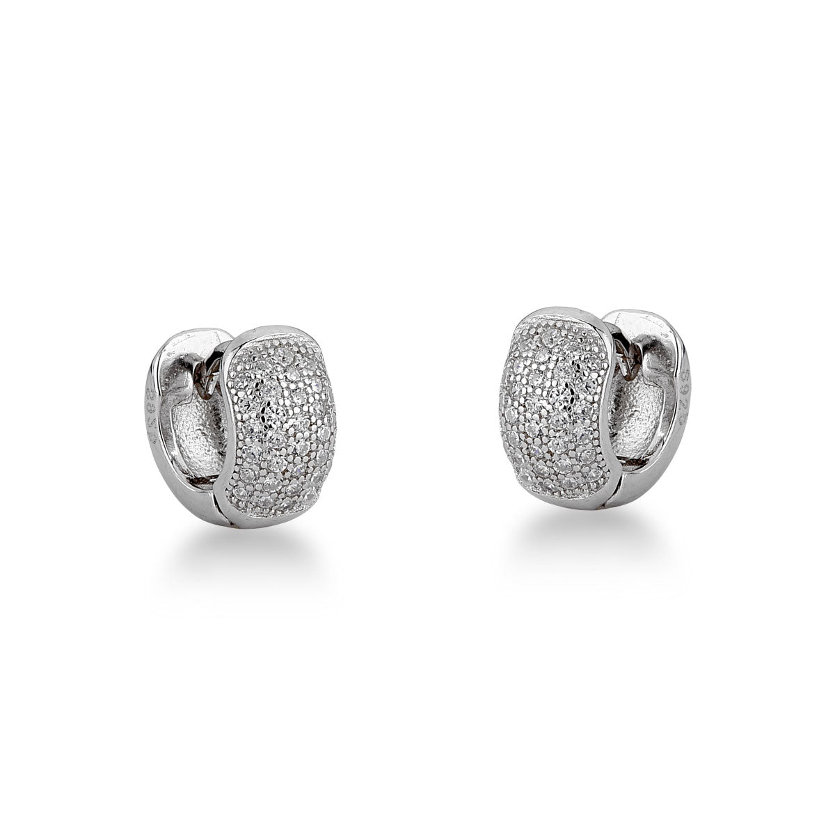 Brinco de Argola Luza Pequena Cravejada em Prata 925