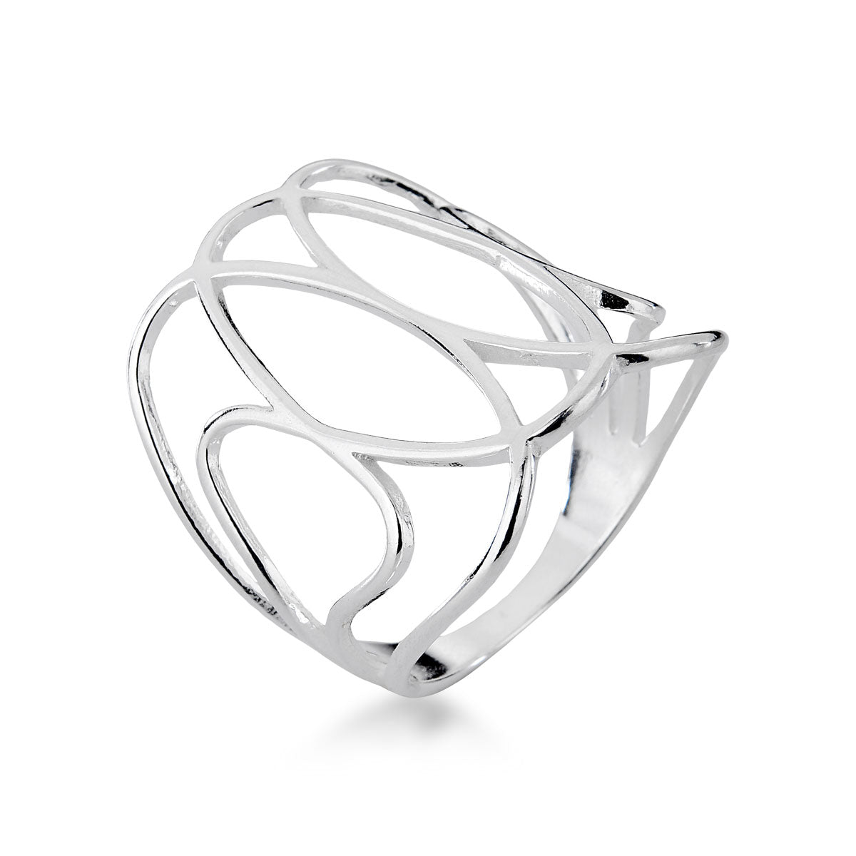 Anel Luza Oval com Detalhes Vazados em Prata 925