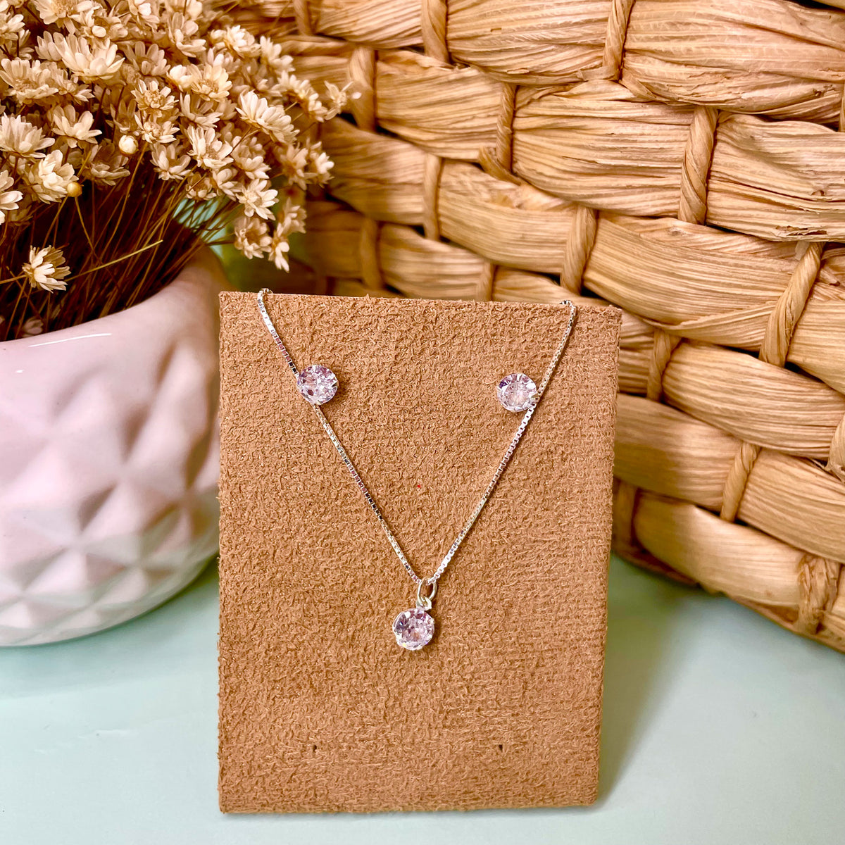 Conjunto Ponto de Luz em Prata 925