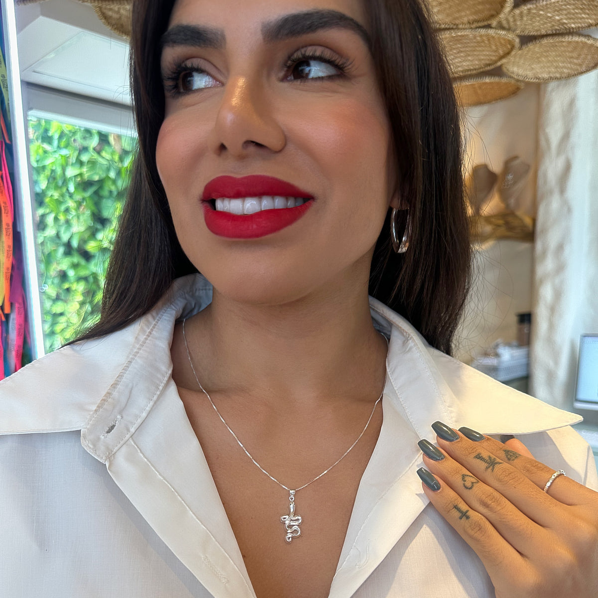 Pingente de Cobra com Pontos de Luz no Corpo em Prata 925