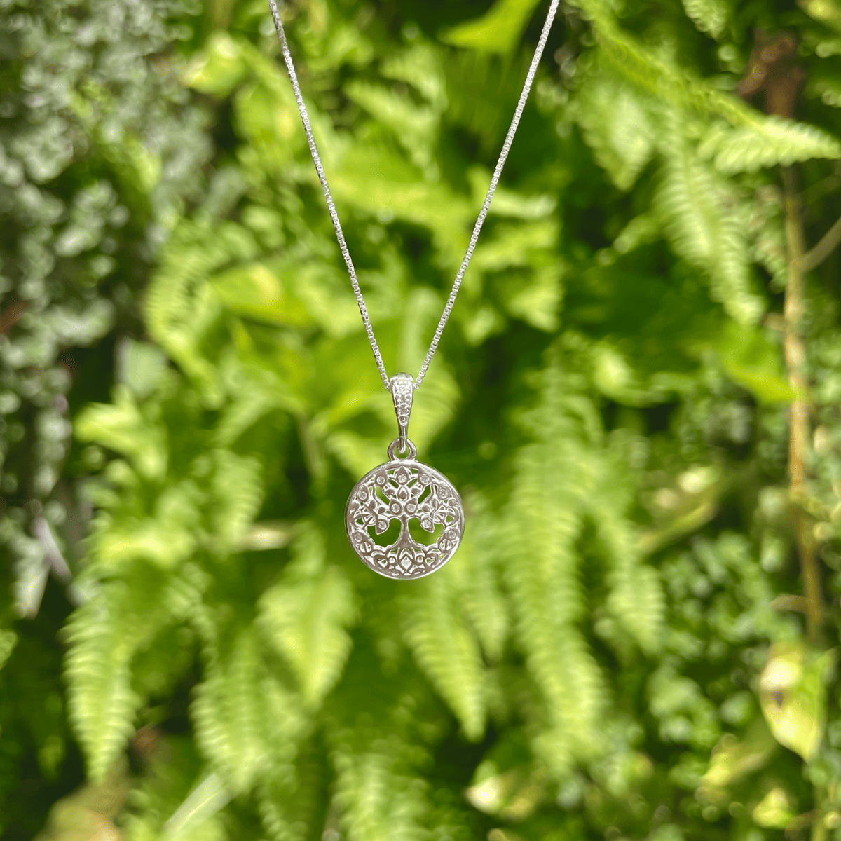 Pingente Mandala Árvore da Vida com Pontos de Luz em Prata 925