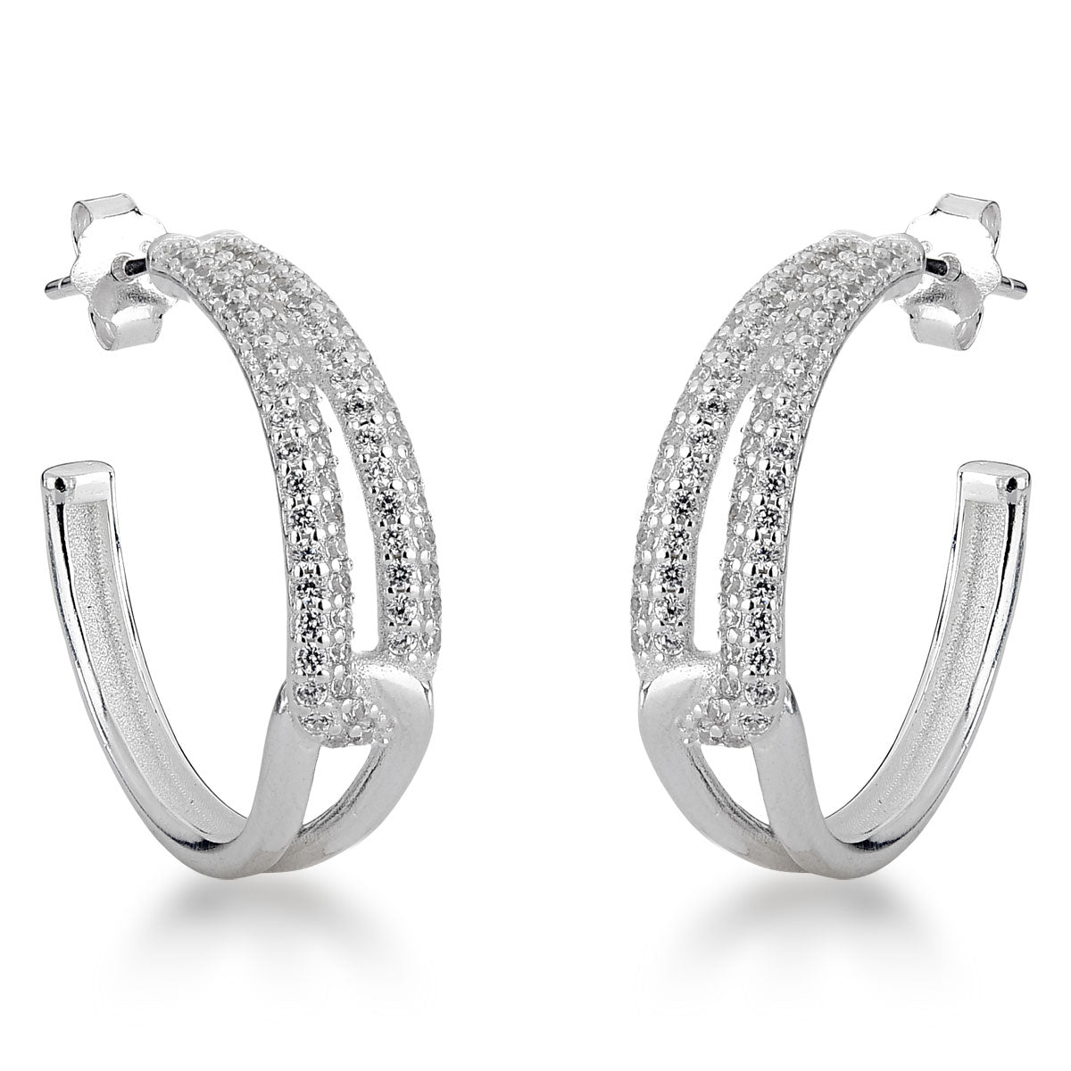 Brinco Argola Luza de Elos com Zircônias Cristais em Prata 925