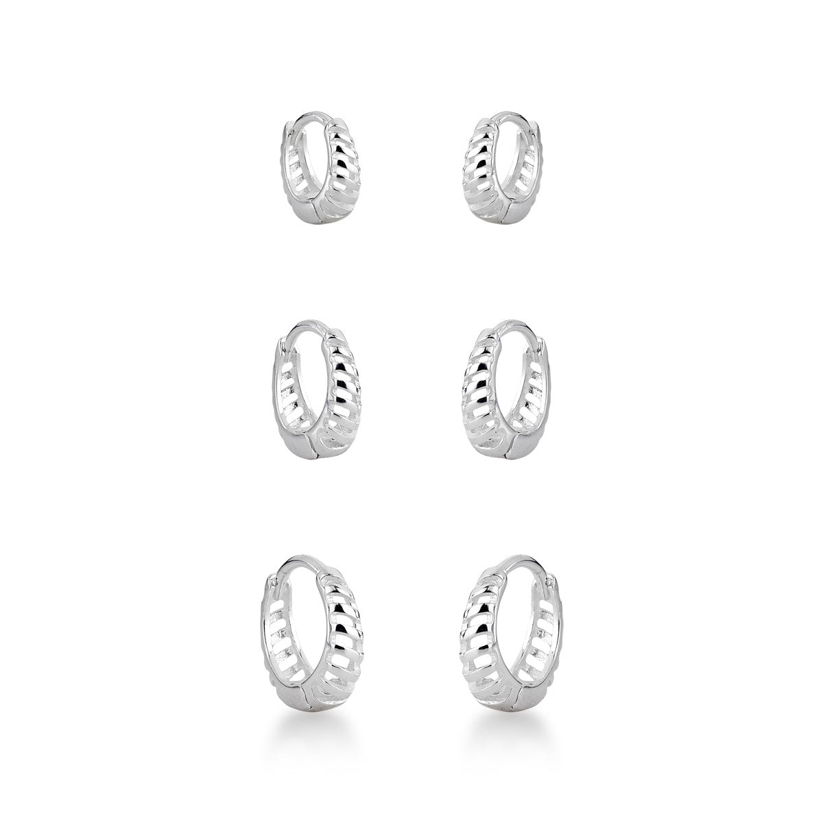 Brinco Trio de Argolas Vazadas Luza em Prata 925