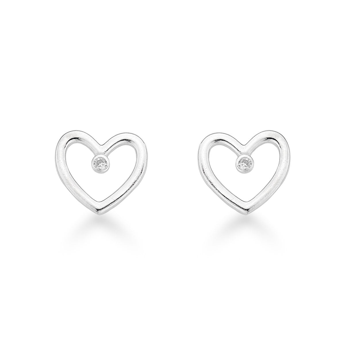 Brinco de Coração Vazado Luza com Ponto de Luz em Prata 925