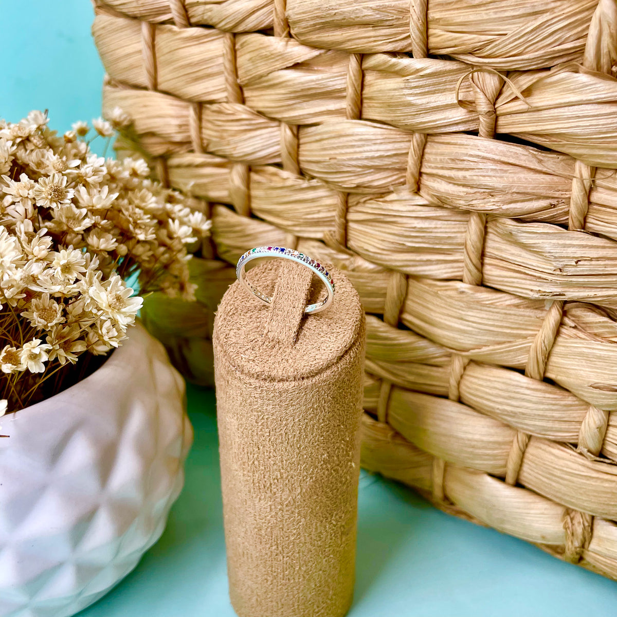 Anel Aparador Fino Luza Completo de Zircônia em Prata 925