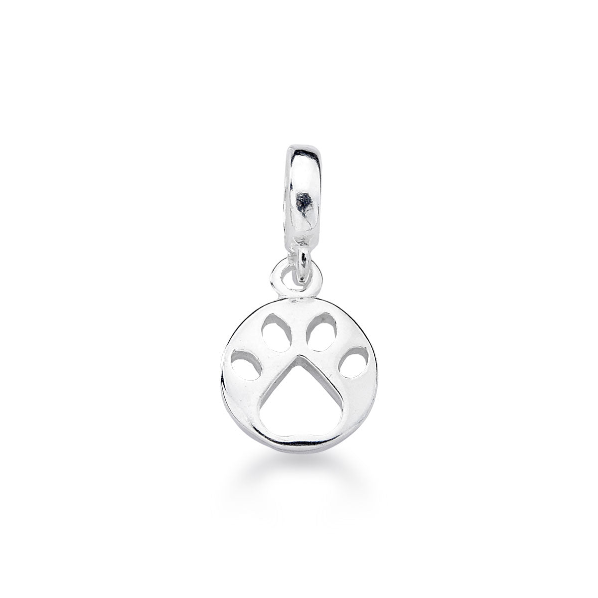 Berloque com Pata de Cachorro Vazada Luza em Prata 925
