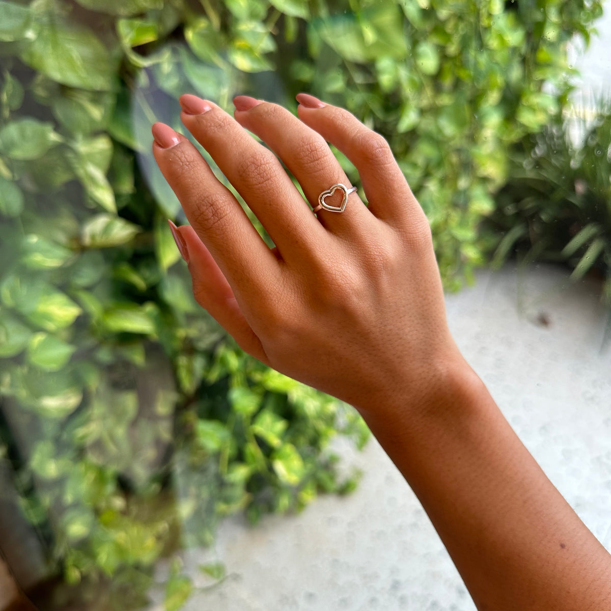 Anel Falange Luza Coração Vazado em Prata 925