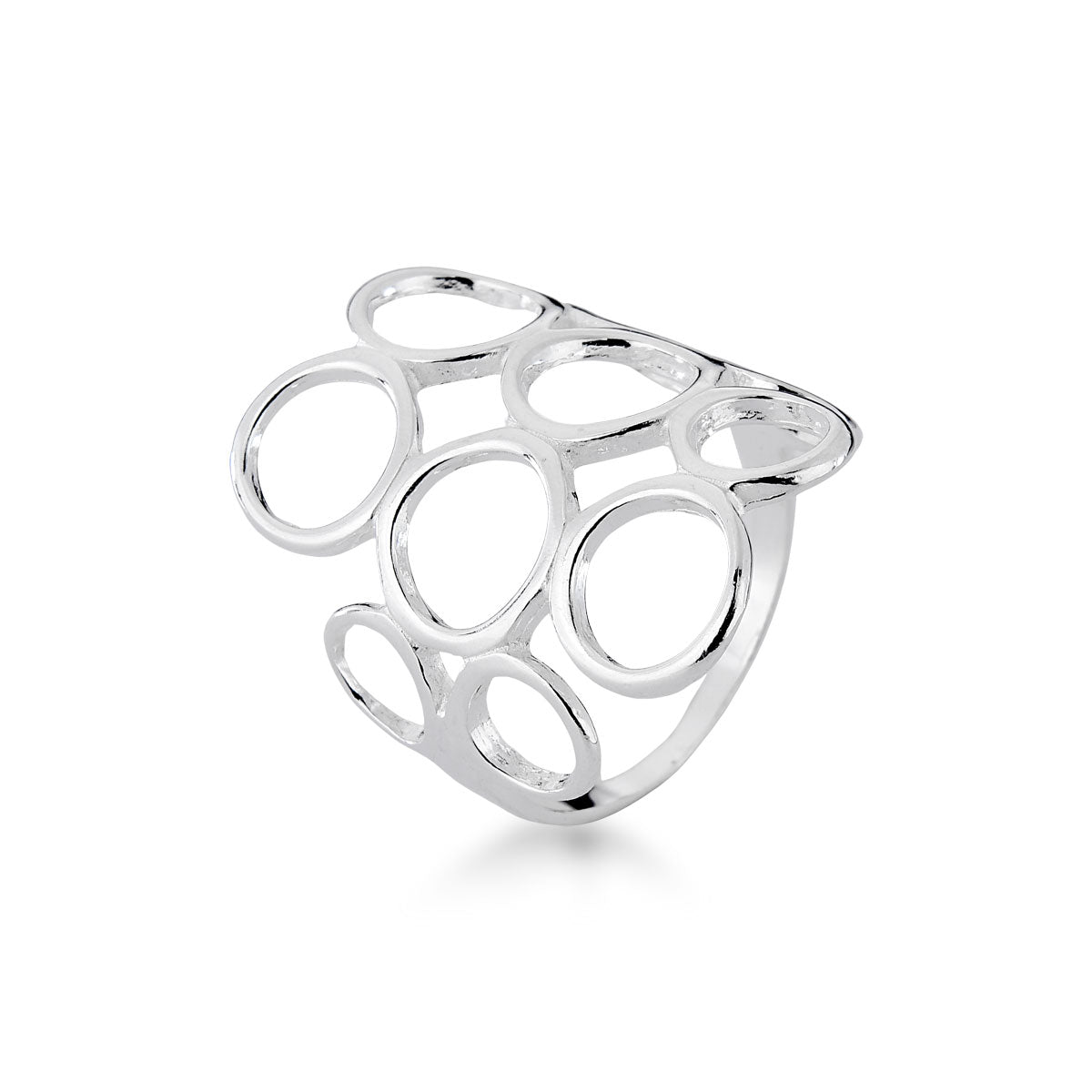 Anel Luza de Circulos Vazados lisos em Prata 925