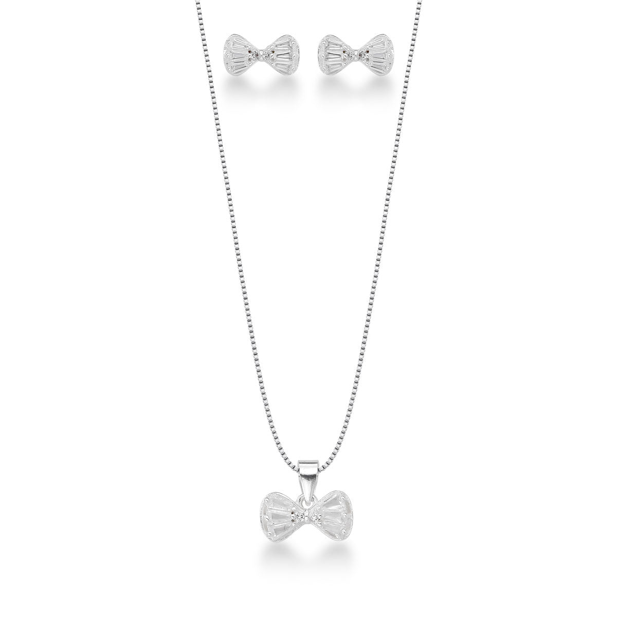 Conjunto Laço Navete em Prata 925