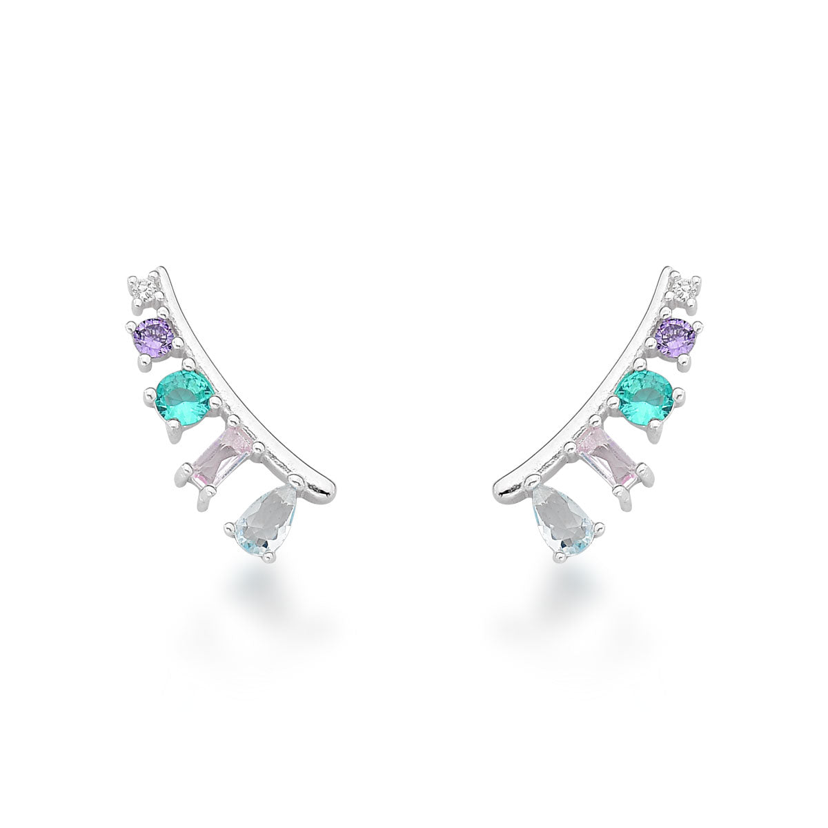 Brinco Ear Cuff Luza de Pontos de Luz Colors em Formatos Variados em Prata 925