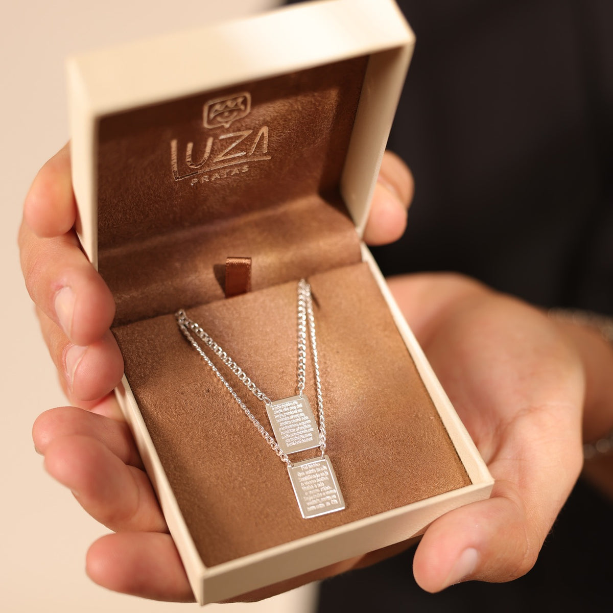 Escapulário Luza Masculino Oração do Pai Nosso em Prata 925