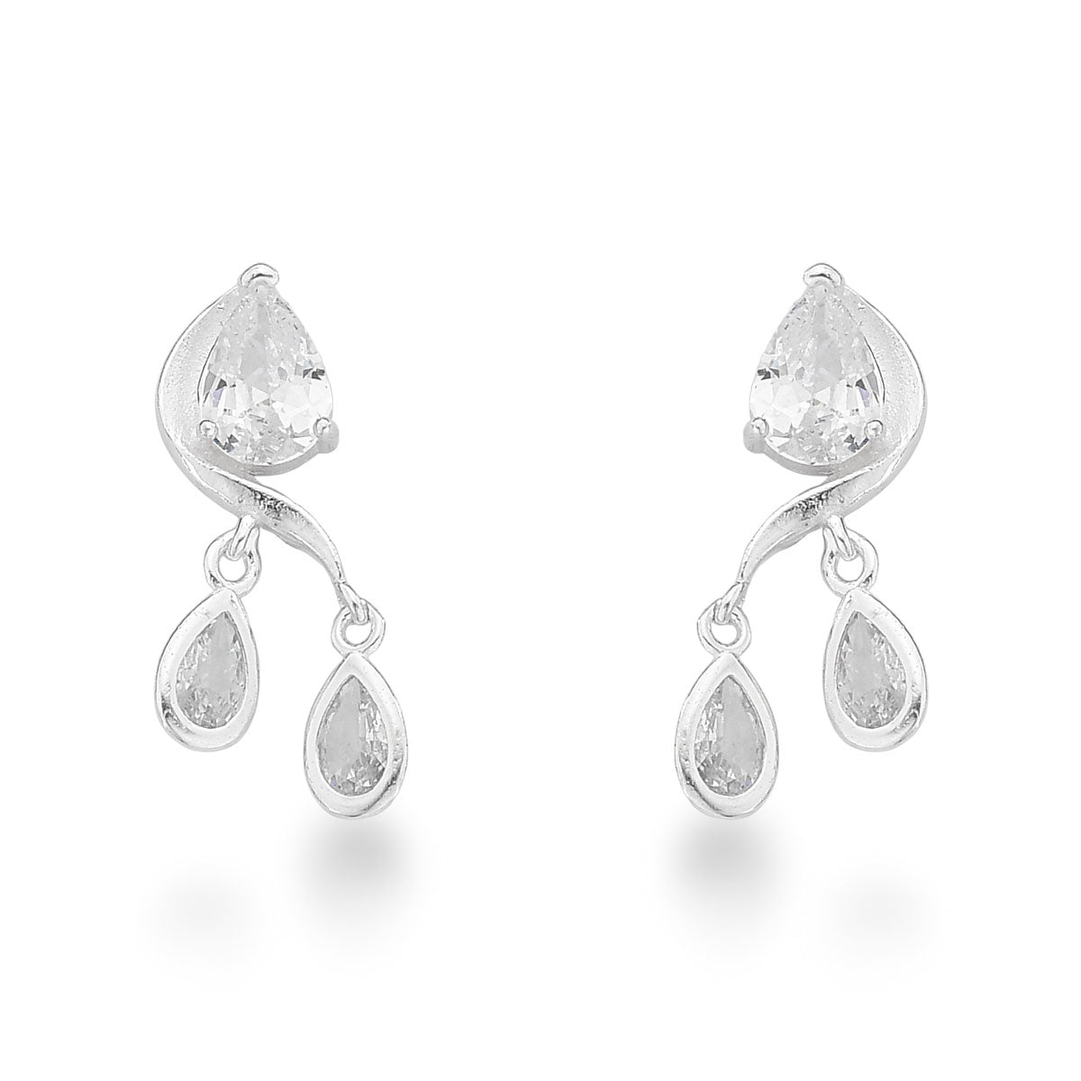 Brinco Luza de Gota Cristal com Pontos de Luz Pendentes em Prata 925