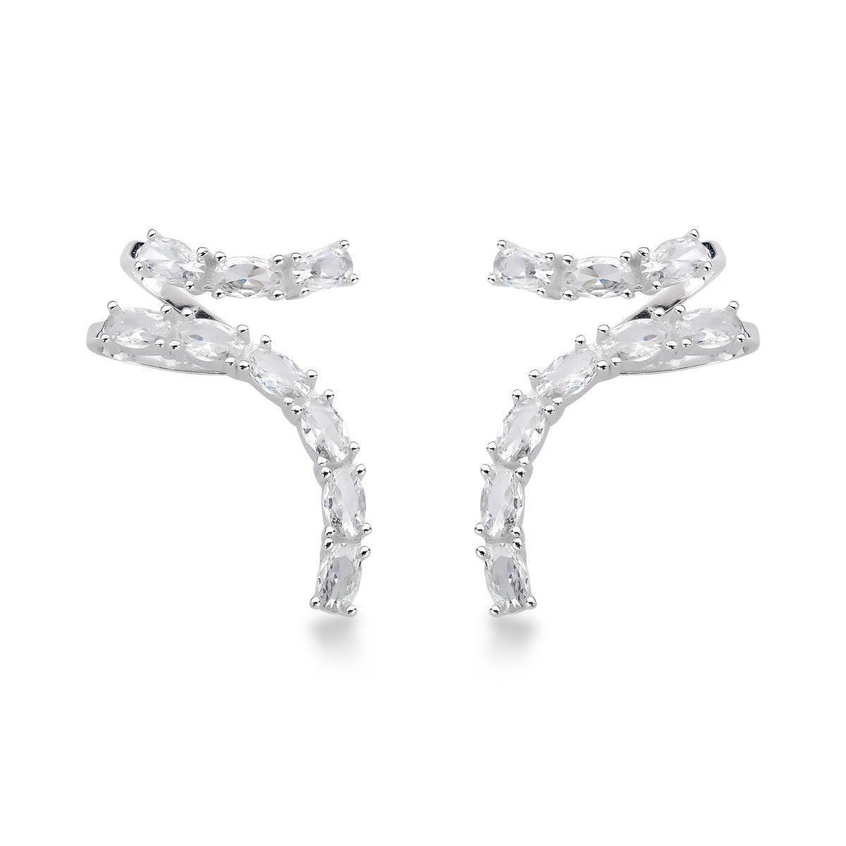 Brinco Ear Cuff de Pedraria Luxo em Prata 925