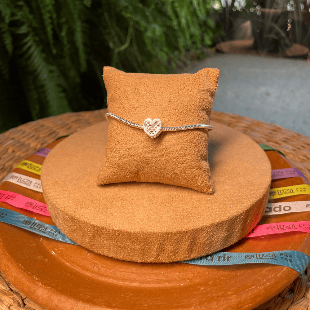 Berloque Luza de Coração Mickey em Prata 925