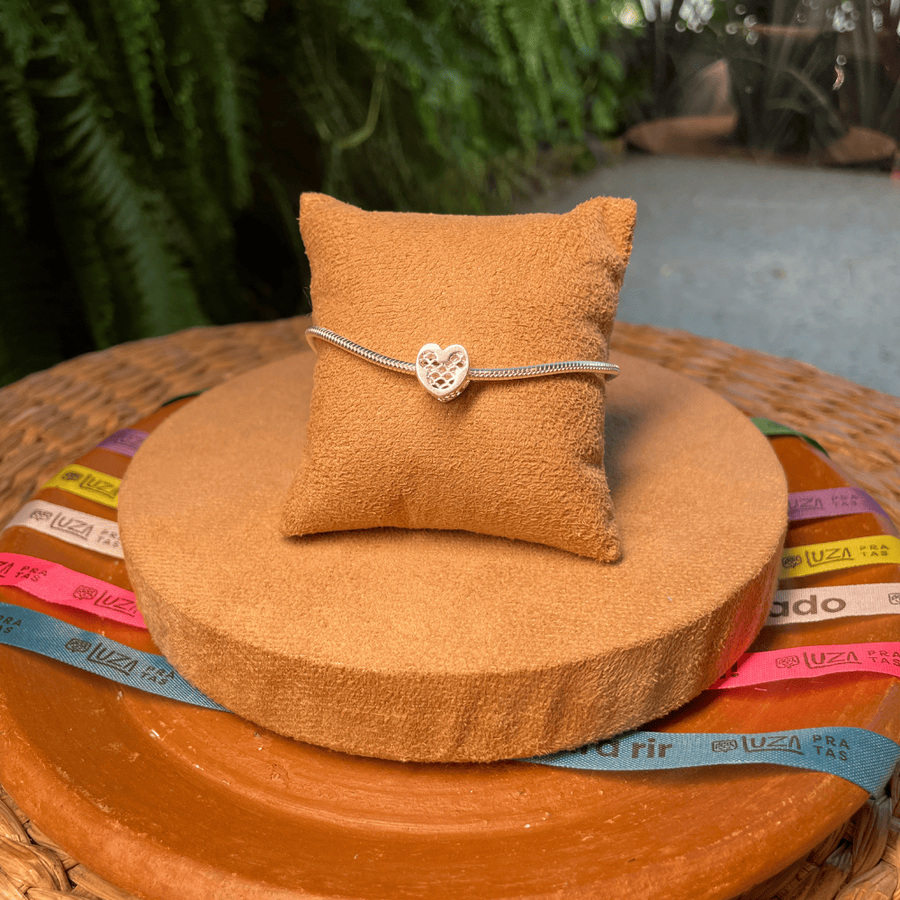 Berloque Luza de Coração Mickey em Prata 925