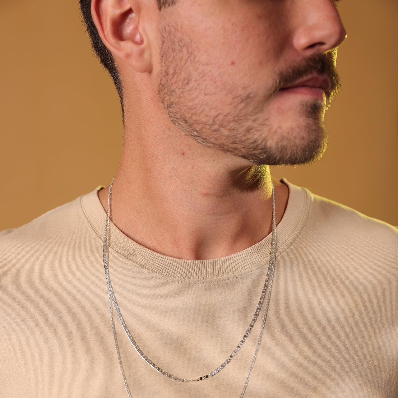 Colar Luza Masculino de Malha Valentin Grossa em Prata 925