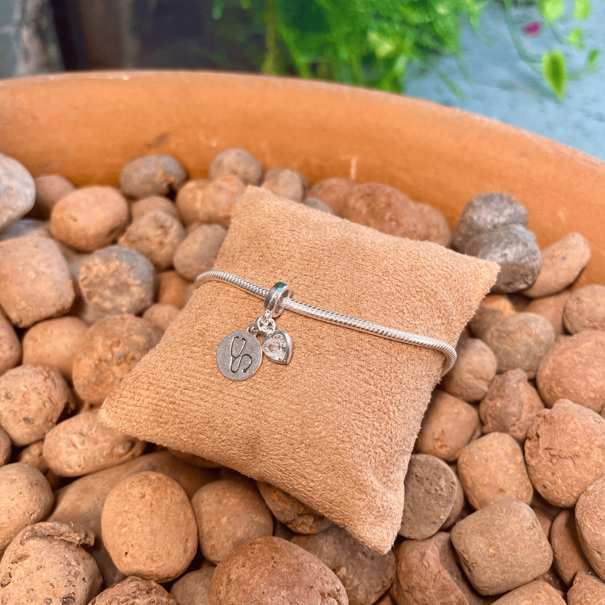 Berloque de Estetoscópio e Coração Cristal Luza em Prata 925