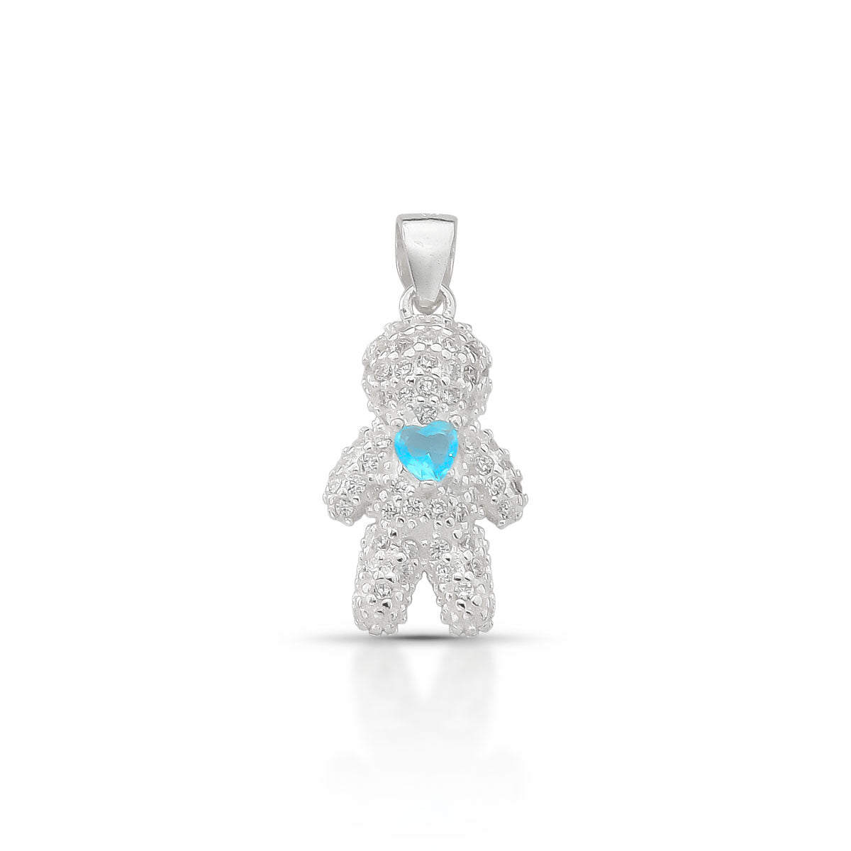 Pigente de Menino Cravejado de Zirconia com Pedra Color em Prata 925