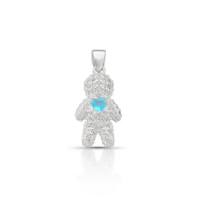 Pigente de Menino Cravejado de Zirconia com Pedra Color em Prata 925