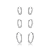 Trio de Argolas Luza com Zircônias Internas e Externas em Prata 925