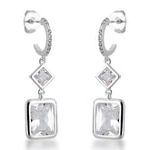 Meia Argola com Pontos de Luz Geométricos Pendentes em Prata 925