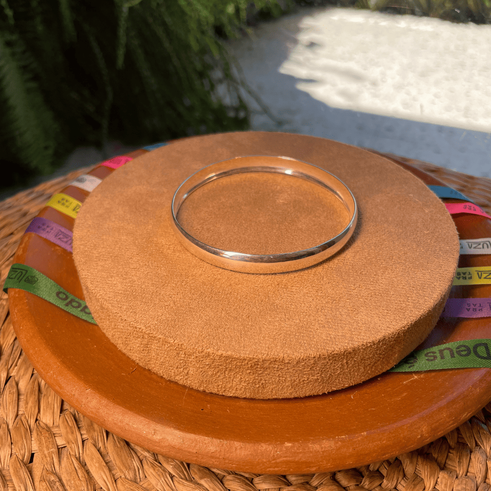 Bracelete de Aro Luza Grosso, Liso e sem Fecho em Prata 925