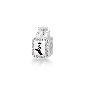 Berloque Perfume com Frase "Eu Amo Perfume"  em Prata 925