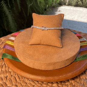 Pulseira Riveiriera Grossa Cristal em Prata 925