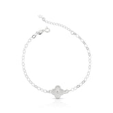 PULSEIRA TREVO LUZA MICRO ZIRCÔNIA NO MEIO EM PRATA 925