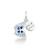 Berloque de Borboleta Esmaltada Pendente com Medalha "One Of A Kind" em Prata 925