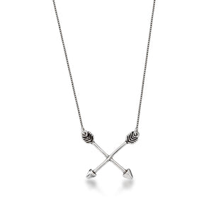 Choker de Duas Flechas Cruzadas em Prata 925 Envelhecida