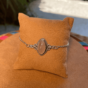 Pulseira com Pedra Natural Color de Navete em Prata 925 Envelhecida