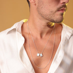 Colar Luza Masculino Longuinho Cartier em Prata 925