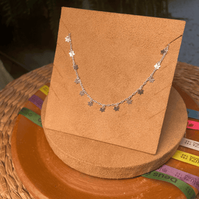 COLAR CHOCKER LUZA DE ESTRELAS LISAS EM PRATA 925