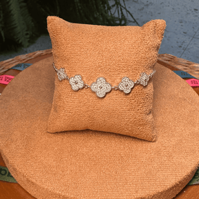 Pulseira Luza Cinco Trevos Cravejados de Zircônia em Prata 925