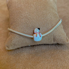 Berloque de Boneco de Neve Esmaltado Luza em Prata 925