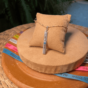 Pingente Luza Placa de Seta com Pedra Turquesa em Prata 925