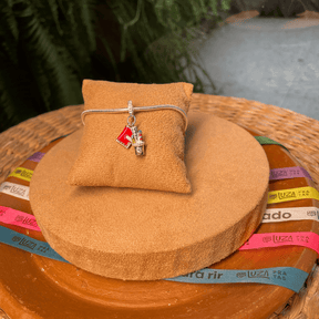 Berloque com 2 Pingentes Luza: Fichario e Pote de Itens em Prata 925