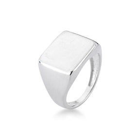 Anel Luza Chapado Quadrado Liso em Prata 925