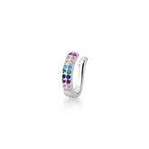 Piercing Fake com Duas Linhas de Zircônias Colors em Prata 925