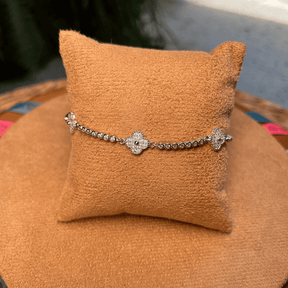 Pulseira Riviera Luza Redonda com Trevos Cravejados de Zirconias em Prata 925