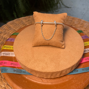 Trava de Segurança Luza Cravejada de Zircônia  para Pulseira da Vida em Prata 925