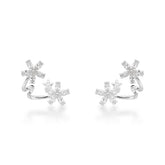 Brinco Ear Hook Luza de Flores Cravejadas em Prata 925